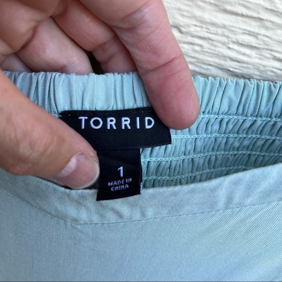 Torrid Mint Blue Challis Sharkbite Skater Smocked Dress Sz 1X - Picture 7 of 16